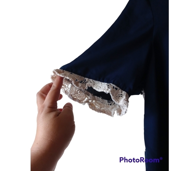 ASOS Curve Navy Blue Lace Embellished Ruffle Hem. Size 14 - Picture 5 of 8